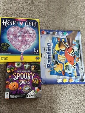 Heart Light, Paint-by-Numbers & Spooky Rocks Craft Kits - Pink, Blue, Purple
